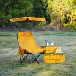 Portable camping chair with sunshade.
