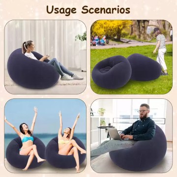 Inflatable bean bag chair for indoor and outdoor lounging, versatile use scenarios