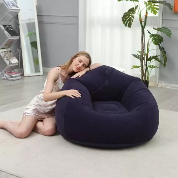 Soft inflatable bean bag chair for indoor lounging, comfortable home seating