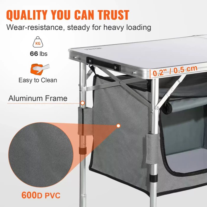 QUICK SET-UP FOLDING TABLE FOR BBQ & RV TRAVEL_3 SucceBuy outdoor kitchen station for cooking and camping.