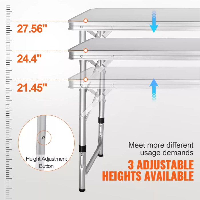 QUICK SET-UP FOLDING TABLE FOR BBQ & RV TRAVEL_4 Close up of the durable MDF surface on a camping table.