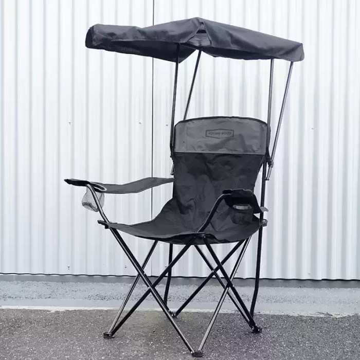 The black roof armchair folded and ready for traveling.