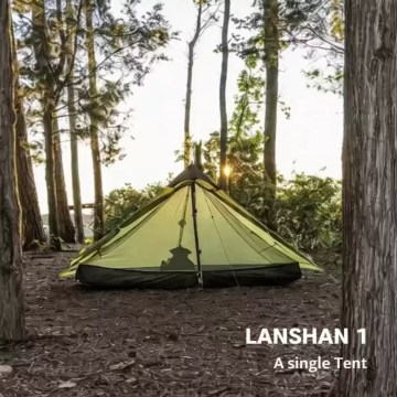 Ultralight single-person trekking tent set up for UK wild camping.