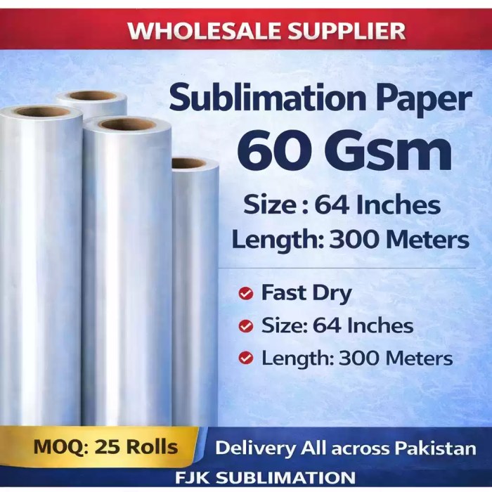 60 GSM sublimation paper roll 64 inch 300 meters high ink load