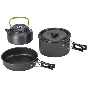 Camping cookware set kettle pot frying pan UK lightweight