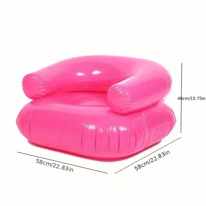 Compact deflated blow up chair for easy storage in UK travel bags.