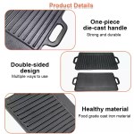 Heavy-duty cast iron pan with a sturdy handle for safe use over campsite fire pits and stoves.