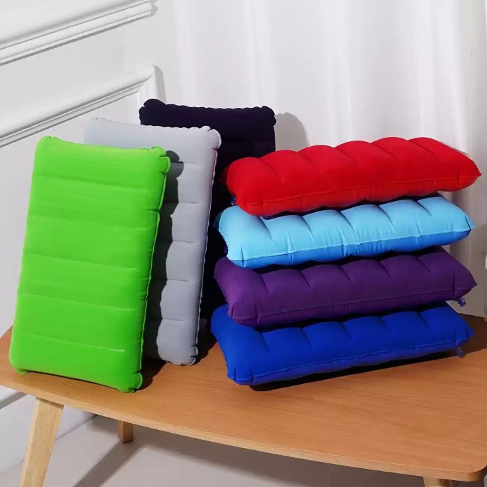 Portable square neck cushion by FJK Camping Gear in a blue finish.