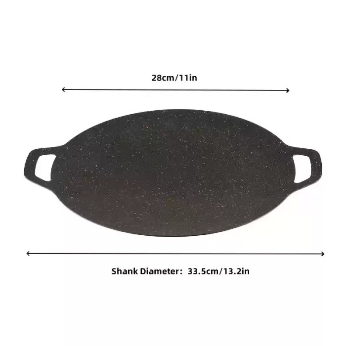 Easy-clean non-stick campsite griddle pan for fat-free healthy cooking on portable gas burners.