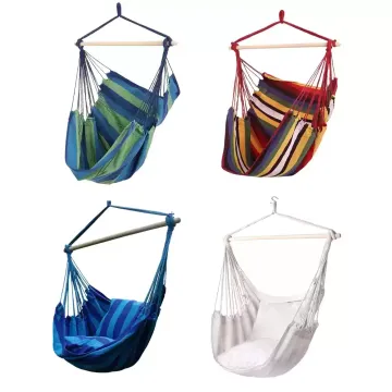 Colour options of hanging camping hammock chairs for outdoor use