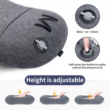 Adjustable inflatable camping pillow with air valve for custom height and comfort
