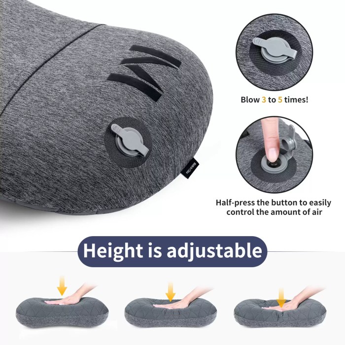 Waterproof 10cm air pillow for outdoor sports and sleeping.