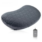 Lightweight inflatable camping pillow with quilted cover and compact carry bag