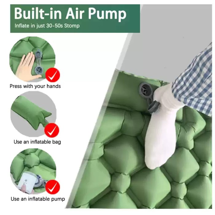 OUTDOOR CAMPING INFLATABLE MATTRESS_2 Ultralight air mat being used for a comfortable rest on a nature hike.