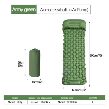Inflatable sleeping mat UK army green size dimensions compact portable
