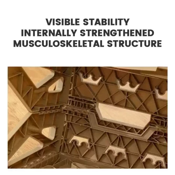 Close up of the reinforced honeycomb structure on a portable stool.