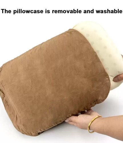Compact roll-up memory foam pillow that shrinks into a small travel bag for campervan space-saving.