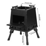 Lightweight collapsible log burner with folding legs for easy transport in motorhome storage lockers.