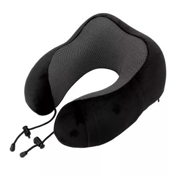 Black memory foam neck pillow, portable U-shape travel support for UK trips