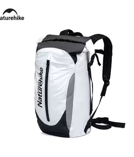 Naturehike 30L waterproof backpack in a durable yellow PVC finish, perfect for UK kayaking and water sports.
