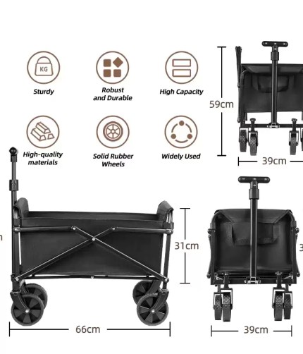 Compact collapsible utility cart design for easy storage in UK cars.