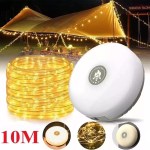 Easy-retract stowable camping fairy lights showing the tangle-free storage system for UK festival gear.