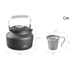 Heat-resistant folding handles on large capacity camping teapot for safe UK use.
