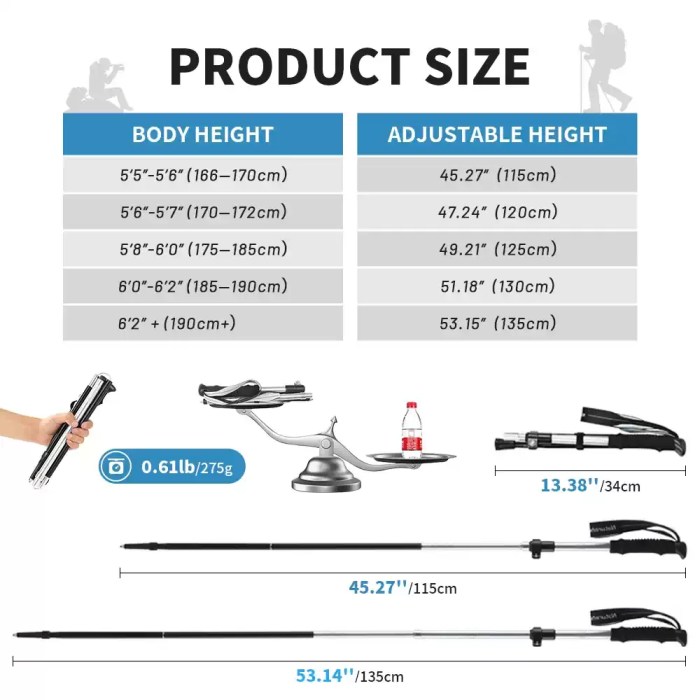 Naturehike Folding Trekking Poles Compact hiking sticks showing the Z-fold design for easy storage in a trekking rucksack.