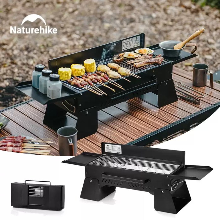 Naturehike portable camping BBQ grill silver.