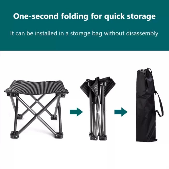 CAMPING PORTABLE FOLDING STOOL_1 Easy fold collapsible stool design for quick setup at UK campsites.