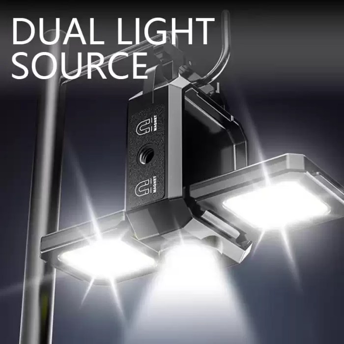 Dual COB magnetic work light unfolded.