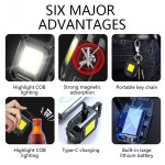 Rechargeable USB-C camping light with carabiner.