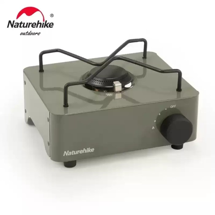 Foldable portable camping gas burner with electronic ignition for UK outdoor cooking.