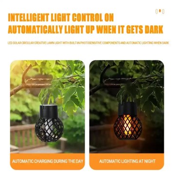 Warm flickering flame effect lantern creating a cozy ambient atmosphere in a caravan awning or tent.