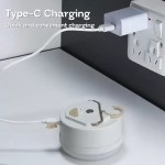 MOSLIGHTING camping lantern showing the USB Type-C charging port setup.