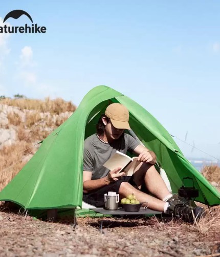 Naturehike ultralight tent set up on a UK campsite.