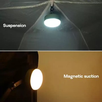 Magnetic hanging LED tent light with suspension hook for UK camping