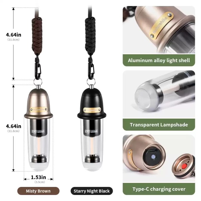 USB rechargeable 2-in-1 camping light for convenient power on UK trips.