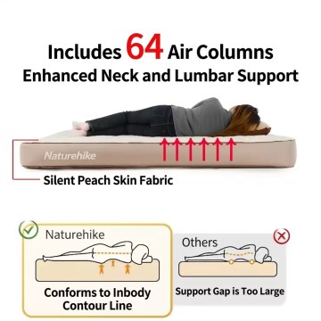 Naturehike air mattress 64 air columns for ergonomic neck and lumbar support