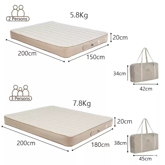 Compact portable 20cm camping air bed in carry bag for UK travel.