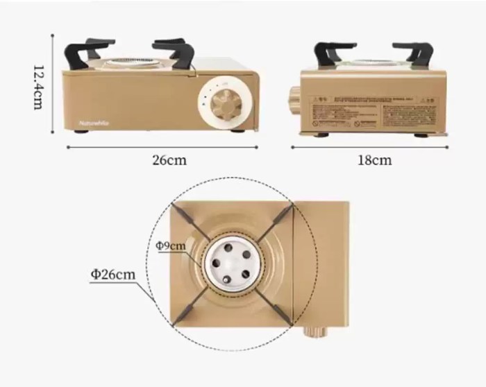 Naturehike portable gas stove inside its durable hard-shell carry case.