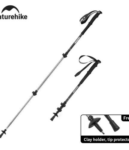 Naturehike 3-section trekking poles in a sleek ultralight high strength design for UK hiking.