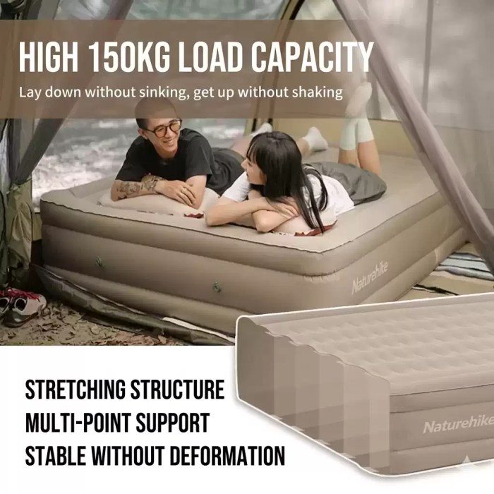 Quick-inflation portable self-inflating camping mattress.