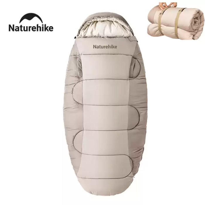Naturehike 95cm widen sleeping bag in khaki for extra comfort.