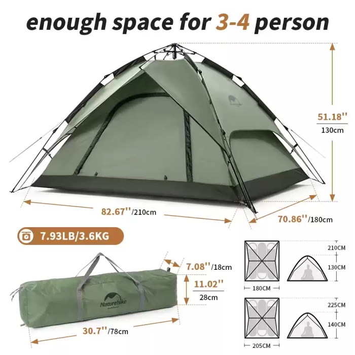 Compact Naturehike carry bag showing the tent folded down for easy transport in a UK hatchback boot.