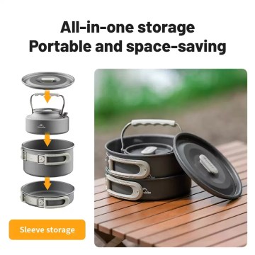 Naturehike cookware kit being used to prepare a meal while camping UK.