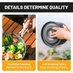 Heat resistant folding handles on durable aluminium camping cookware set UK.