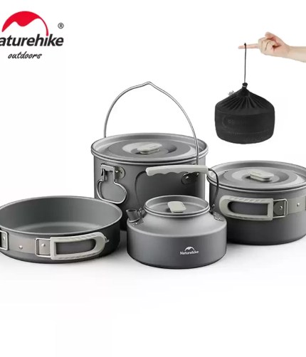 Naturehike non-stick camping cookware kit for outdoor cooking during UK trips.