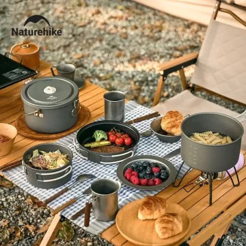 Naturehike outdoor camping cooking set used on picnic table for UK camping meals