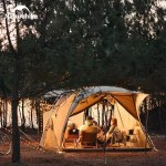 Naturehike string lights decorating a cozy evening campsite in the UK.